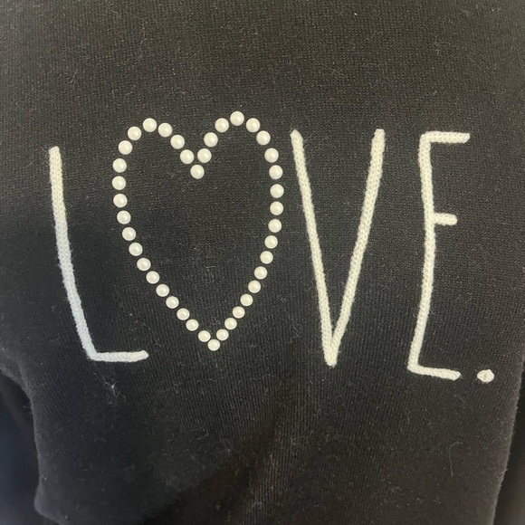 Rae Dunn Black Puff Sleeve “LOVE” Sweater Sz M NWT - Picture 2 of 7